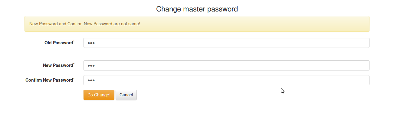 Change master password